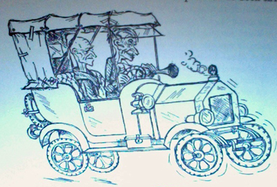 Sassoon driving Dom Hubert Van Zeller