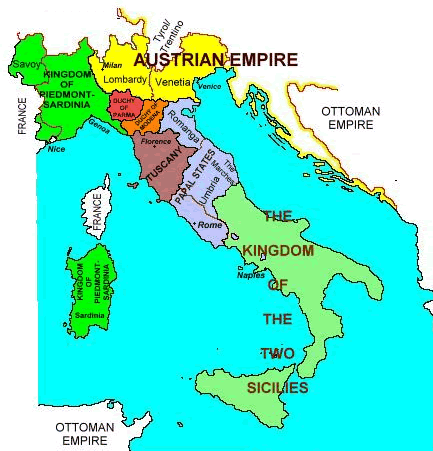 Map of Italy 1848